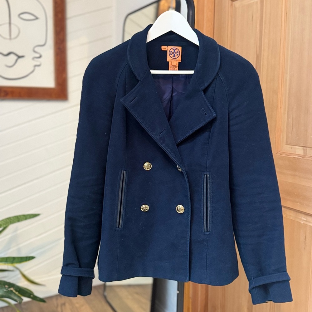 Tory Burch Midnight Blue Pea Coat